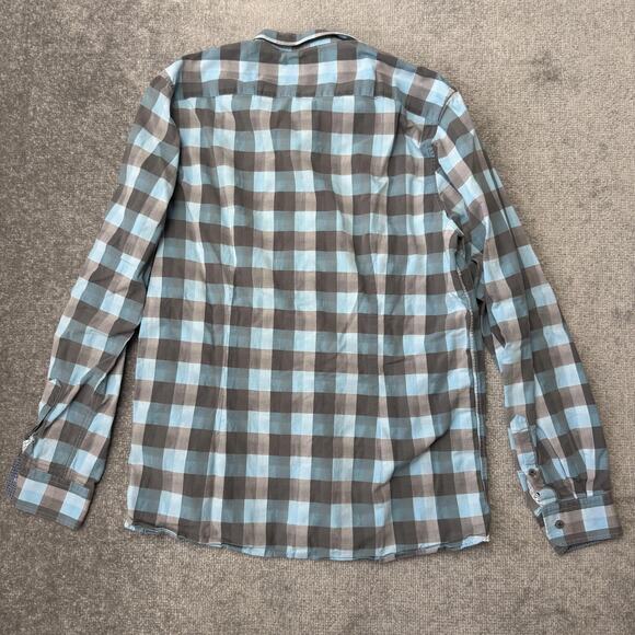 Ted Baker Shirt Mens Large Blue Gray Gingham Long Sleeve Button Front Weybiza - Picture 7 of 8